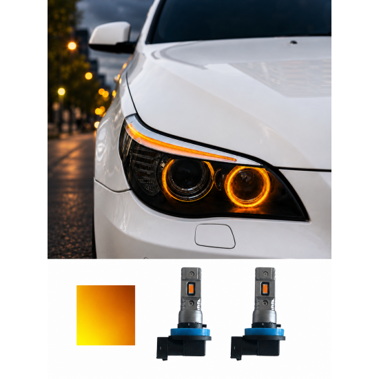 BMW ANGEL EYES AMBER H8 LED AMPUL E90LCI E60LCI  E92 E87 X1 X5 X6