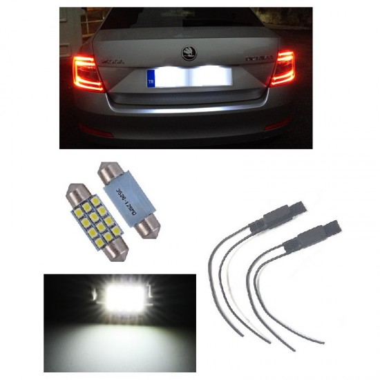 SKODA OCTAVIA II LED PLAKA AMPULÜ DEKODER SETİ Sofit